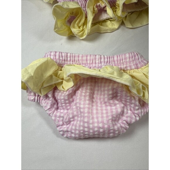 Smocked Baby Girl Set Pink Gingham Size 6-9 Months Preowned - Picture 5 of 7